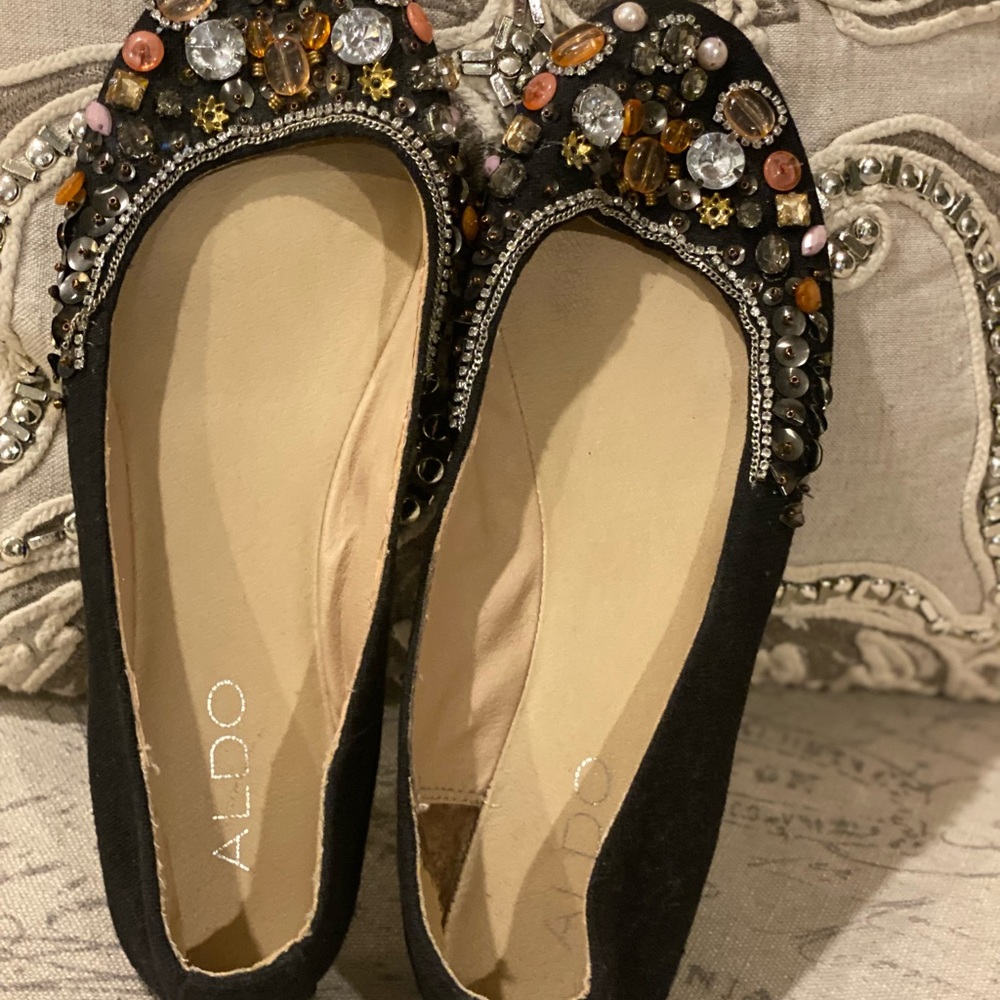 Aldo black bejeweled fancy Bling flats! Size 8